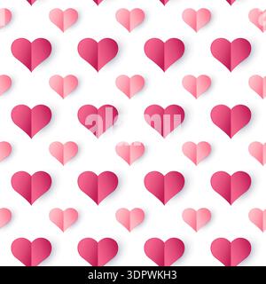 Paper heart seamless pattern. Love background for Valentine`s Day. Stock Vector